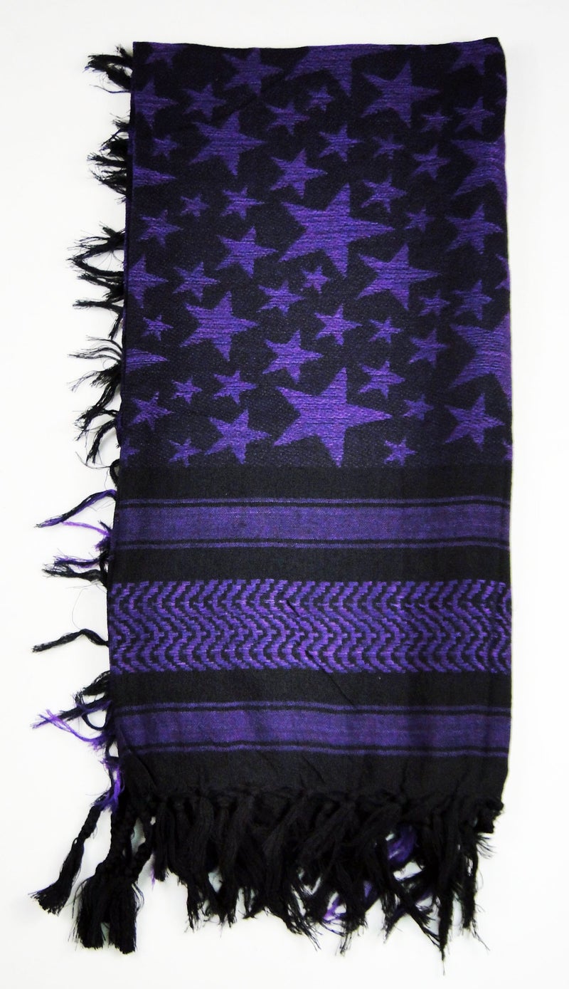 Tapp Collections Premium Star Pattern Shemagh Head Neck Scarf - Purple/Black - Image 2